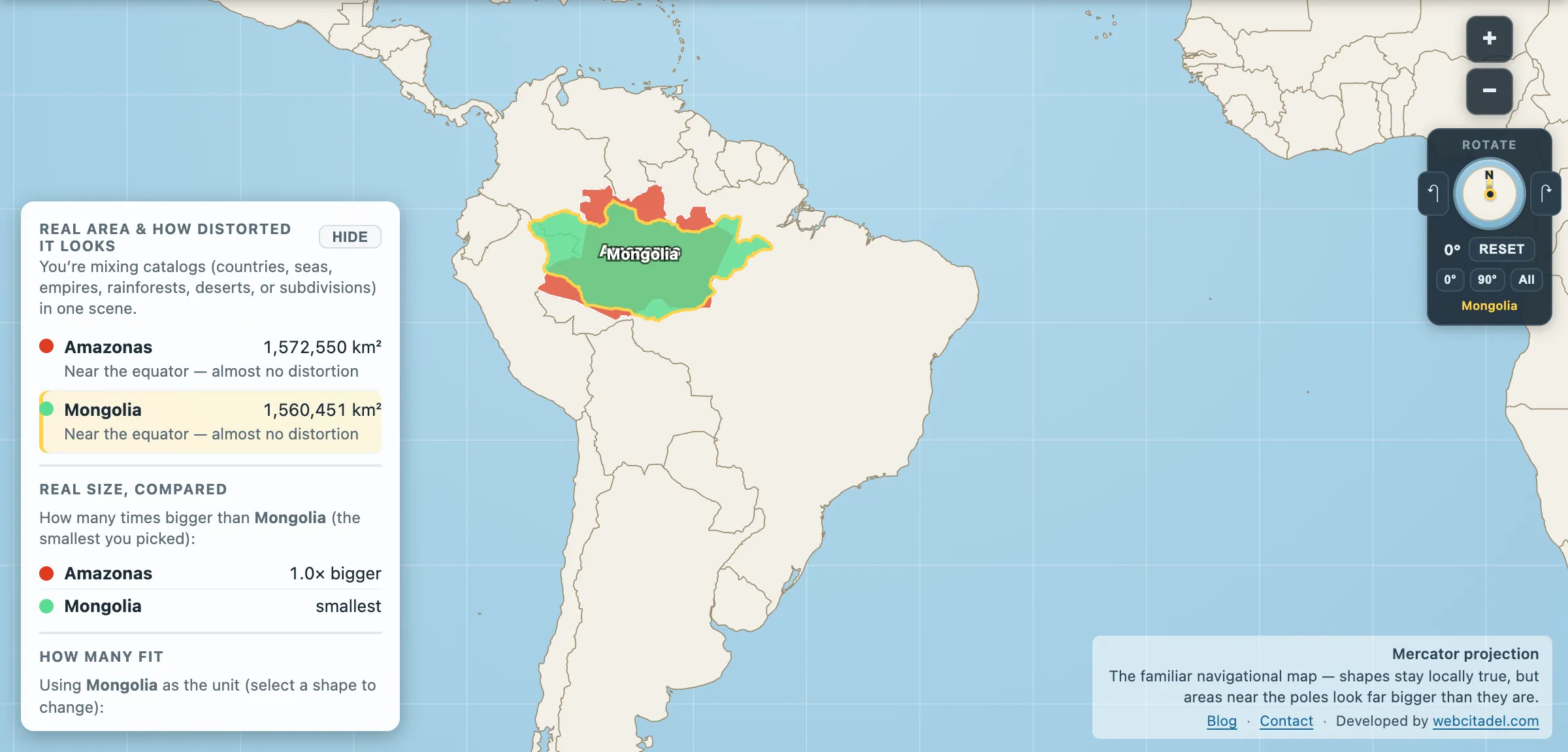 The same comparison on Mercator