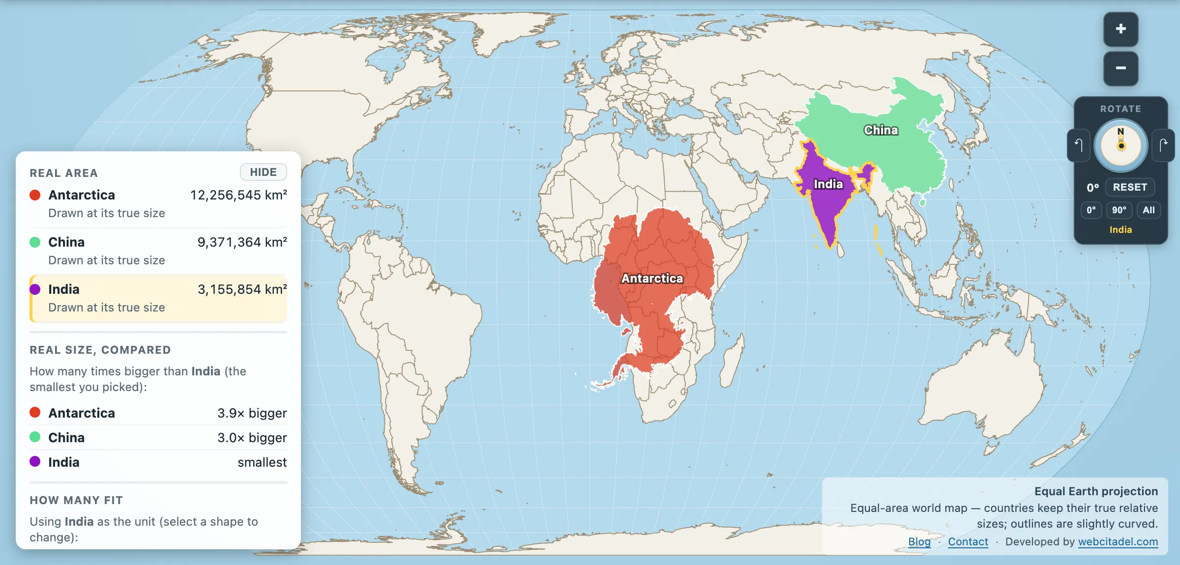 The same comparison on Equal Earth