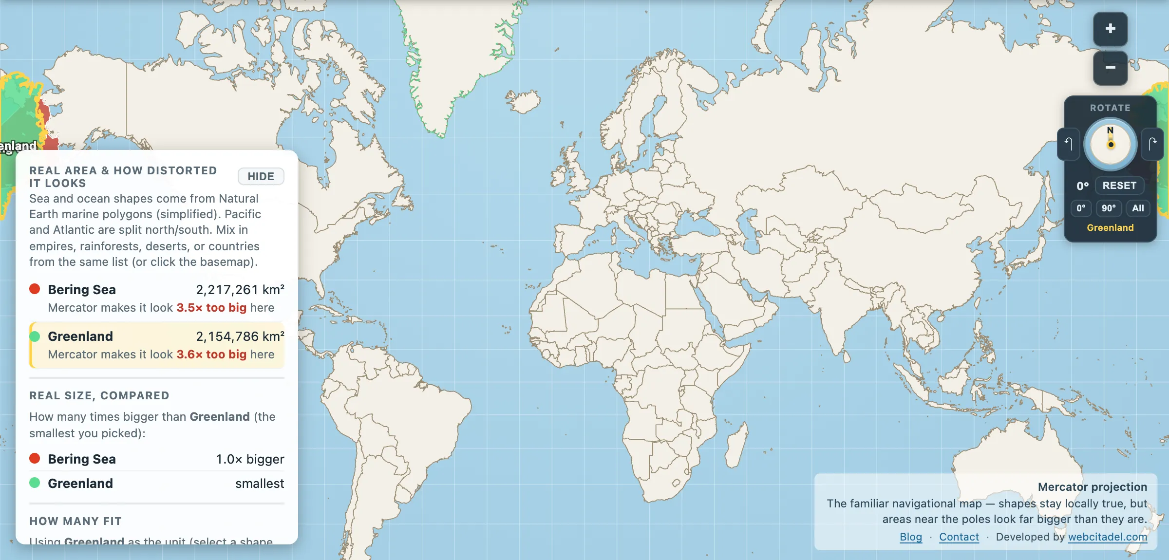 The same comparison on Mercator