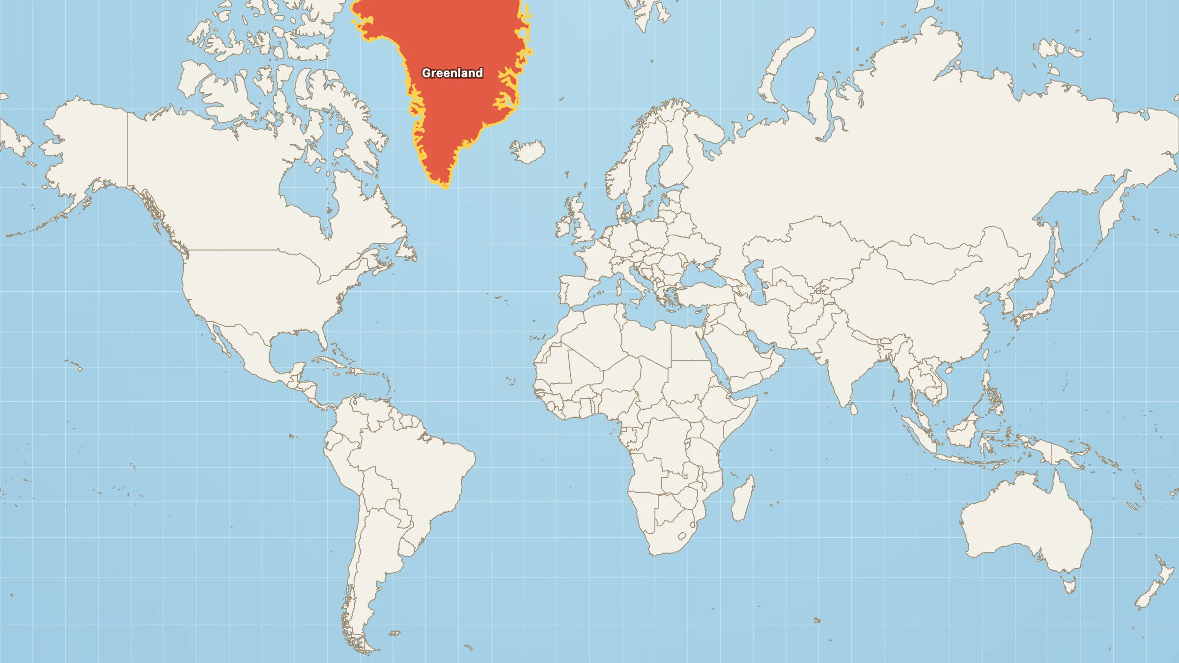 Greenland and Africa on Mercator