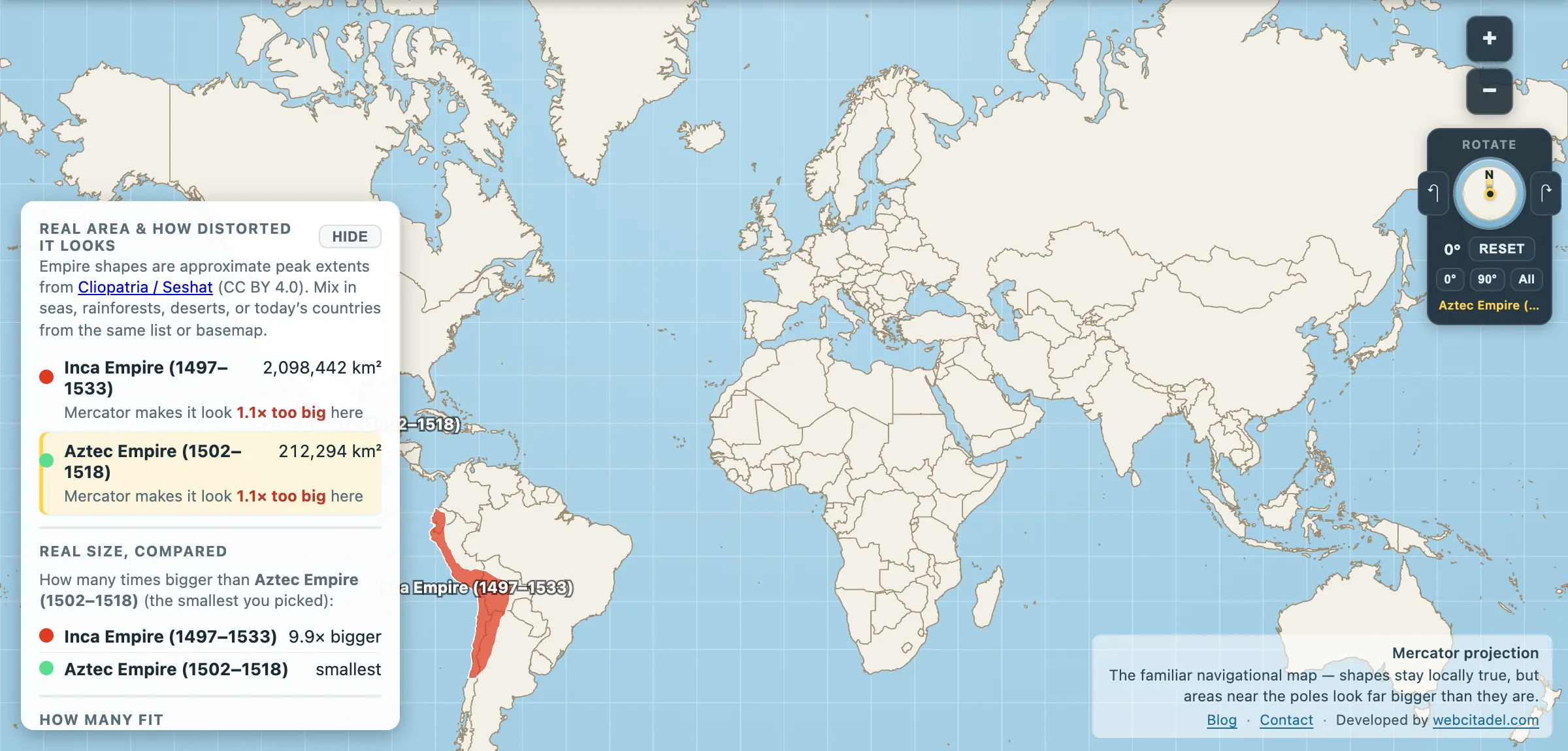 The same comparison on Mercator