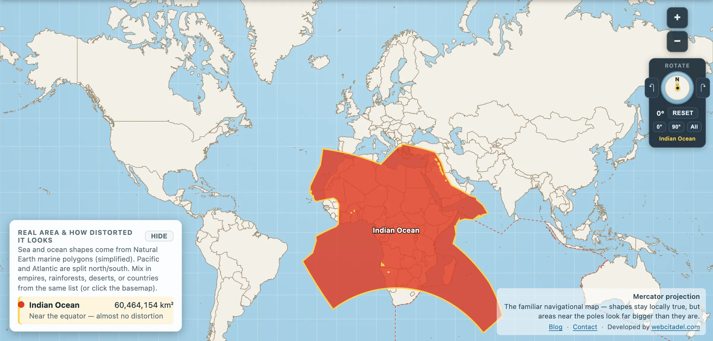 The same comparison on Mercator