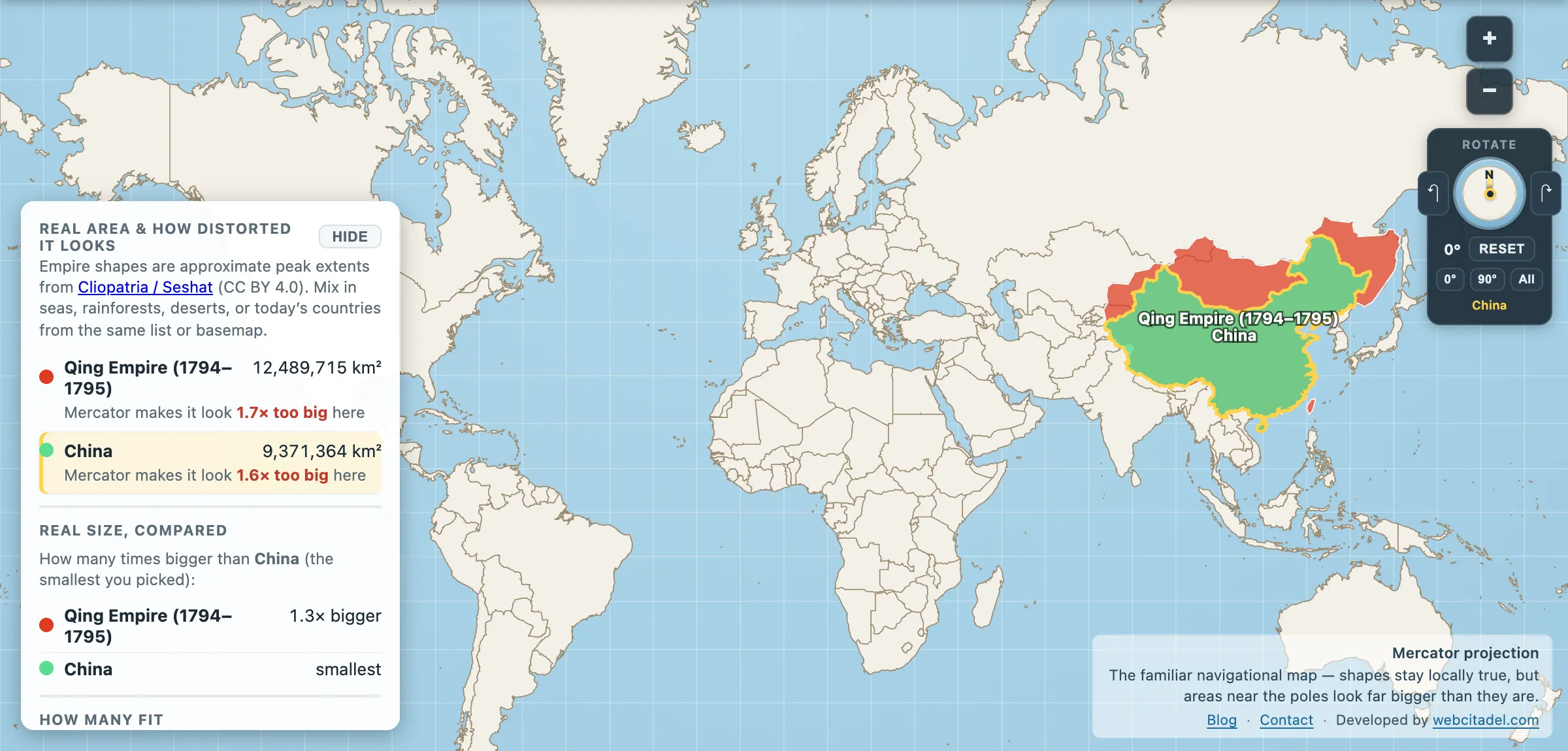 The same comparison on Mercator