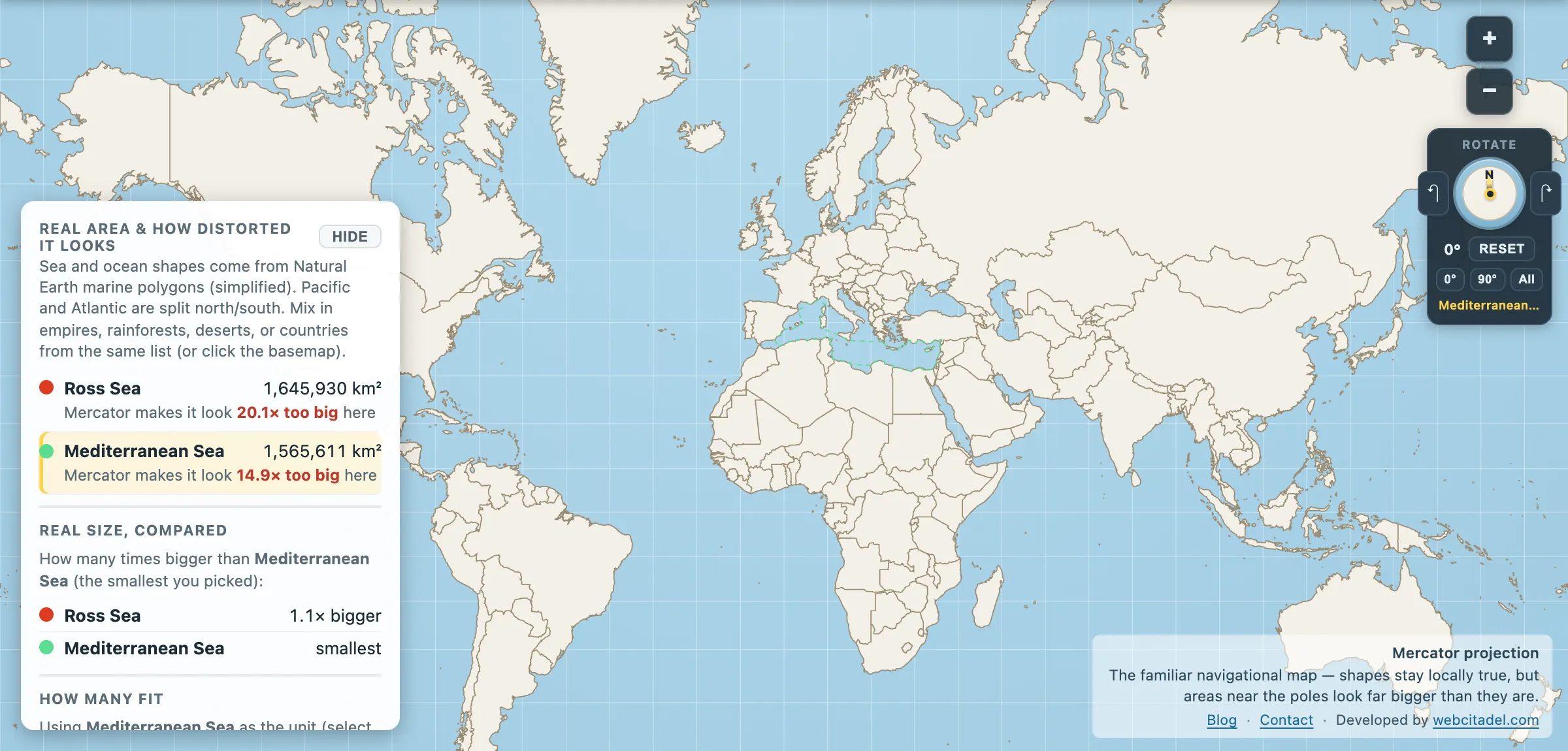 The same comparison on Mercator