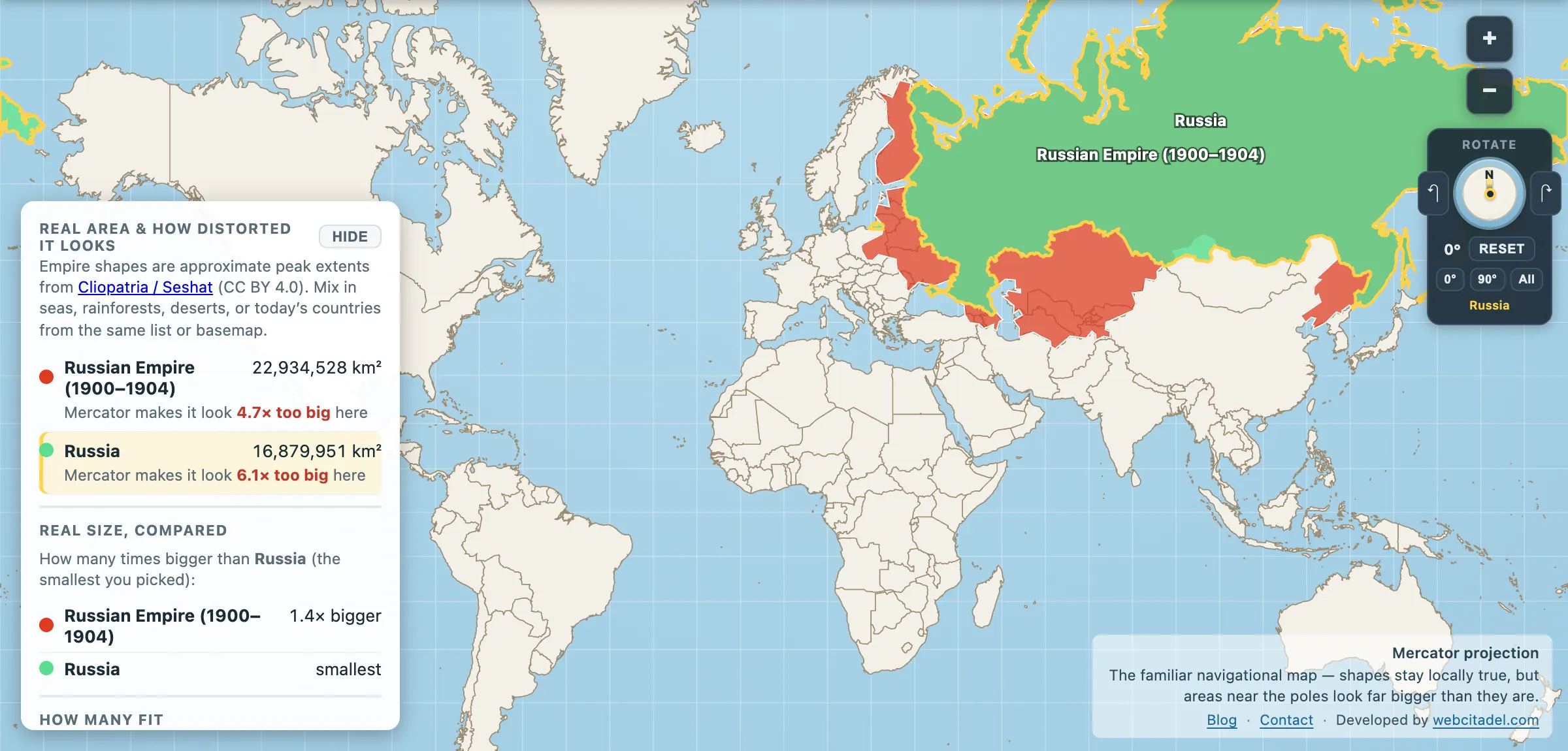 The same comparison on Mercator