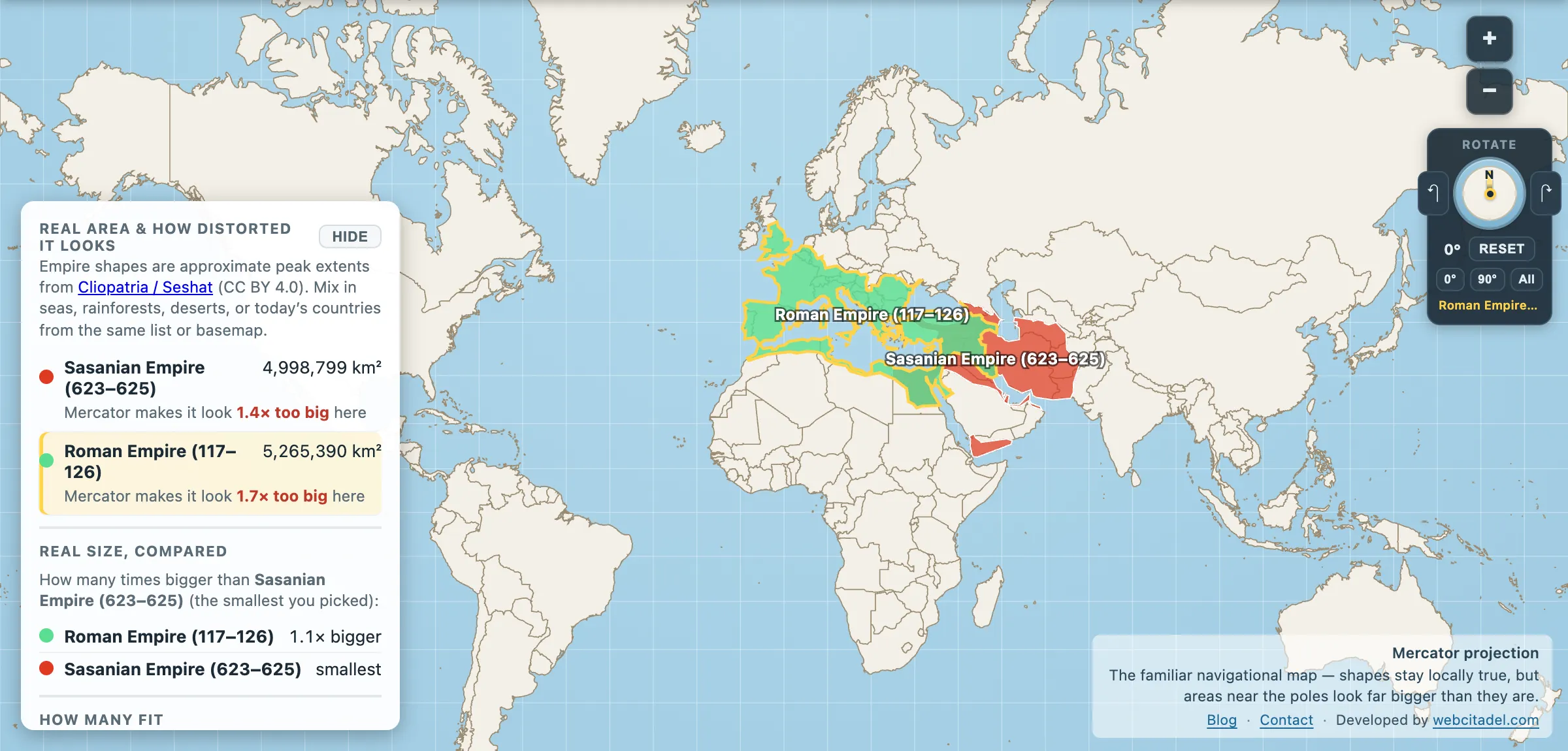 The same comparison on Mercator