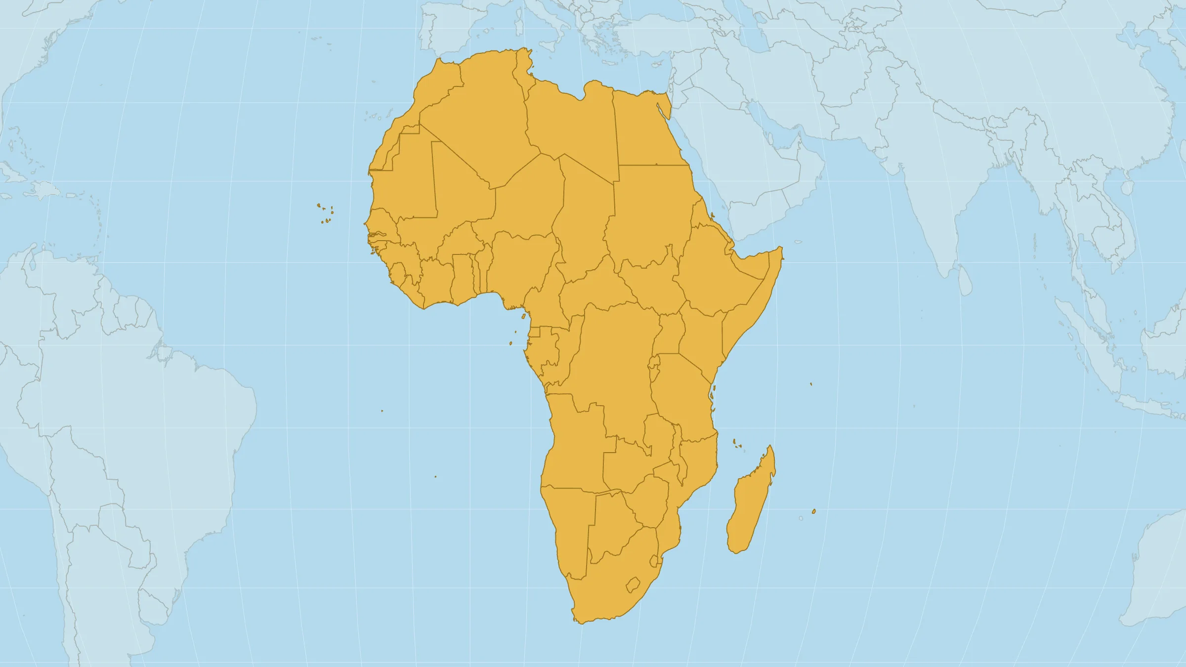 Africa highlighted on an Equal Earth world map