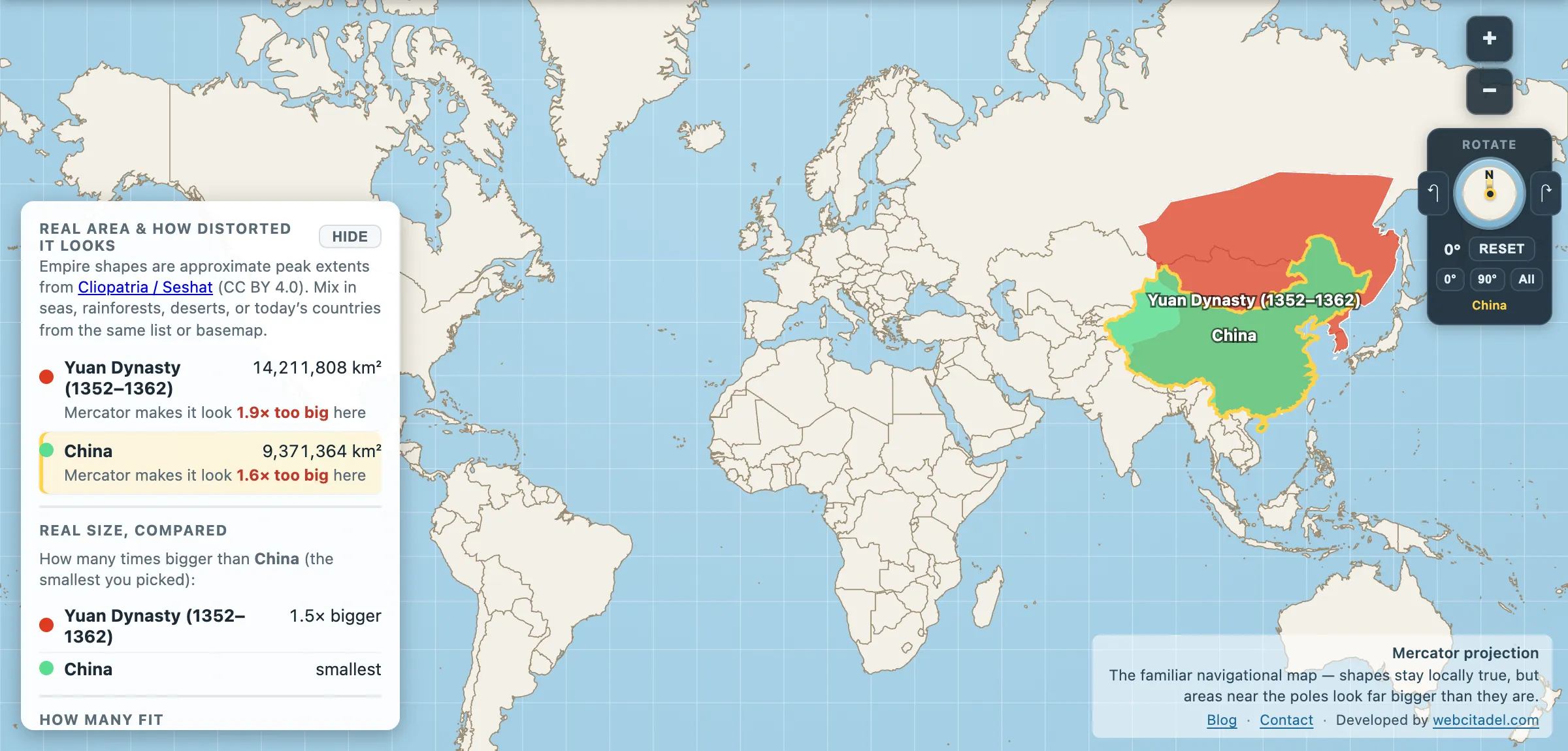 The same comparison on Mercator