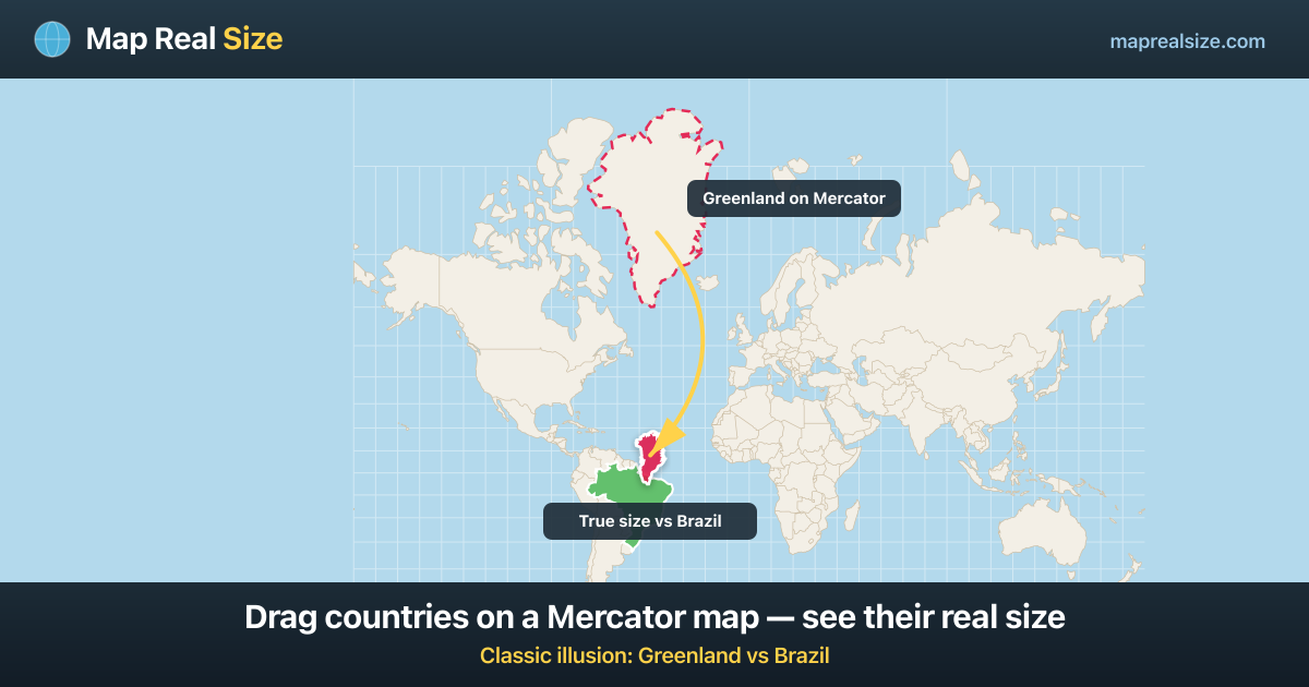 Map Real Size — compare countries on the map